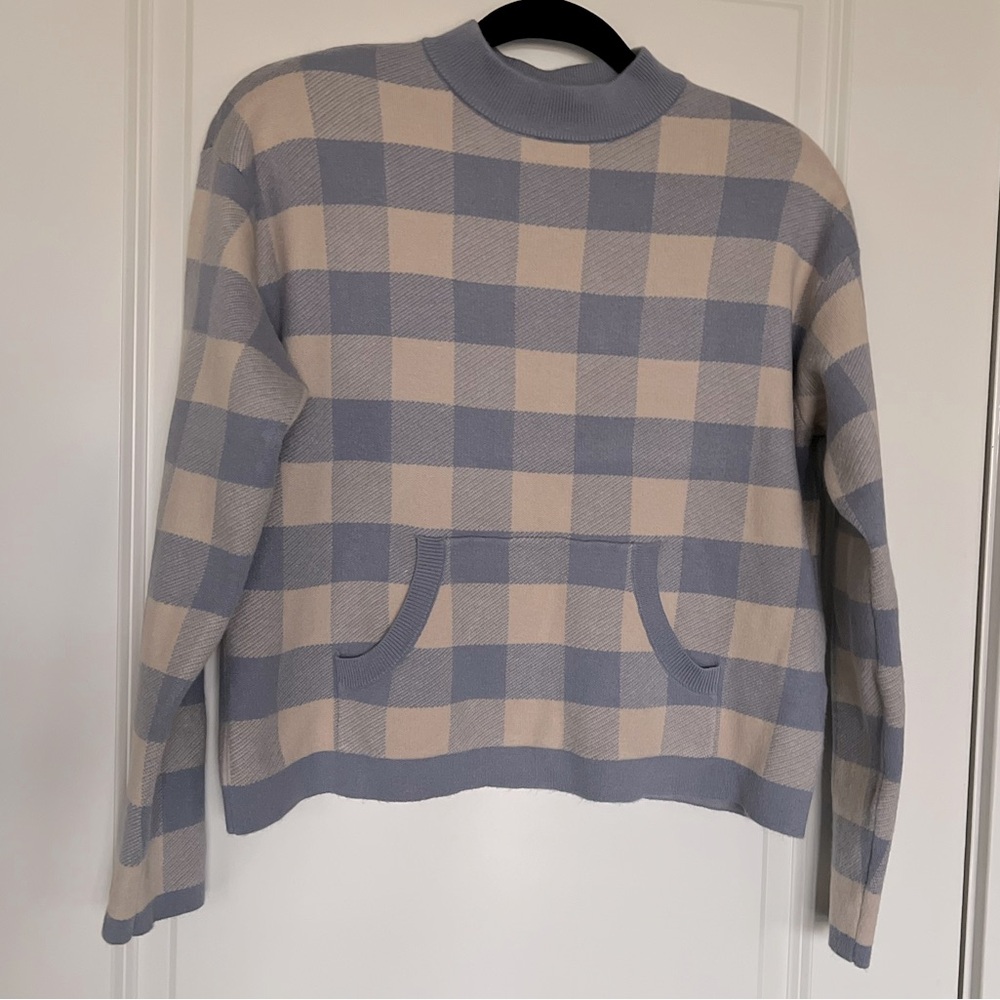 NWOT Anthropologie Knit Plaid Sweater SZ M